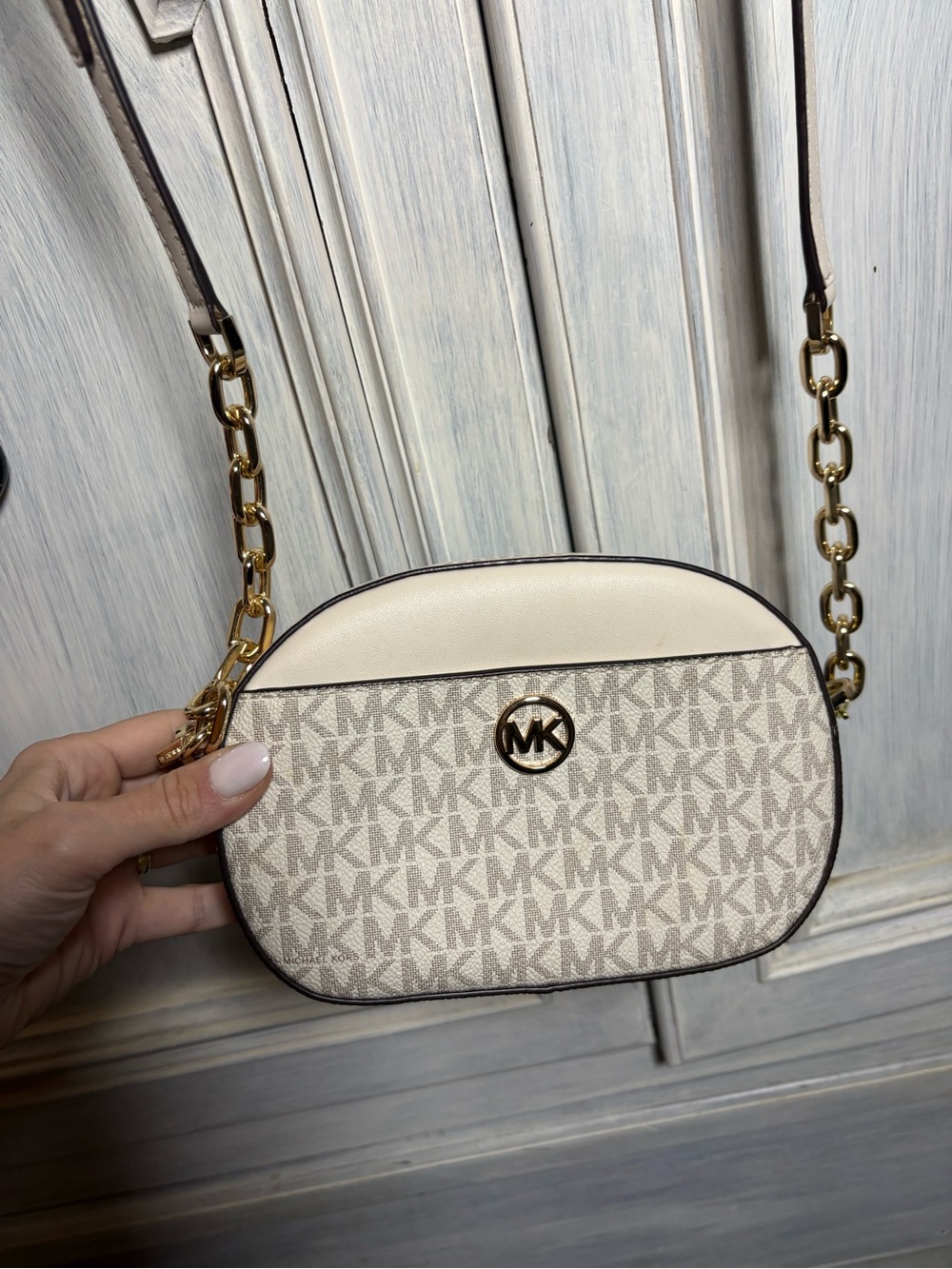 Michael Kors Cream Logo Jet Set Glam Small Crossbody Bag Preppy Everyday